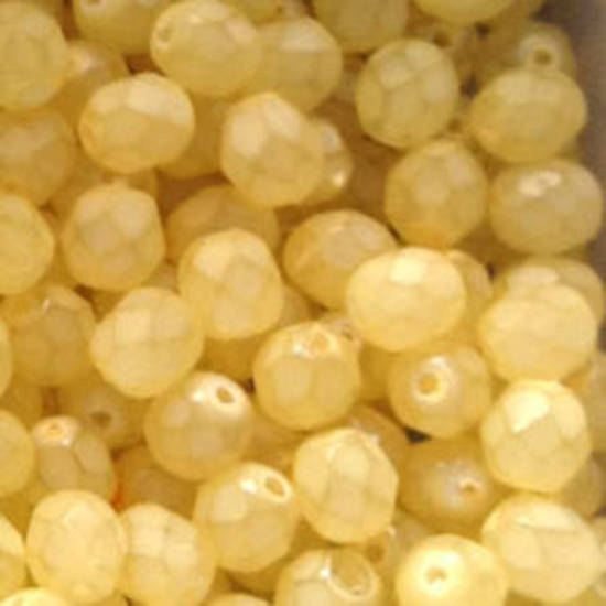 Czech Firepolished Facet: 6mm - Milky Yellow (coated)