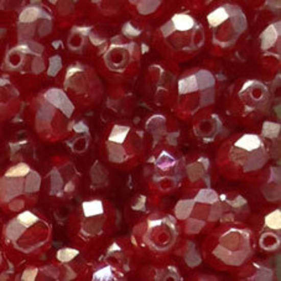 Czech Firepolished Facet: 6mm - Ruby Luster