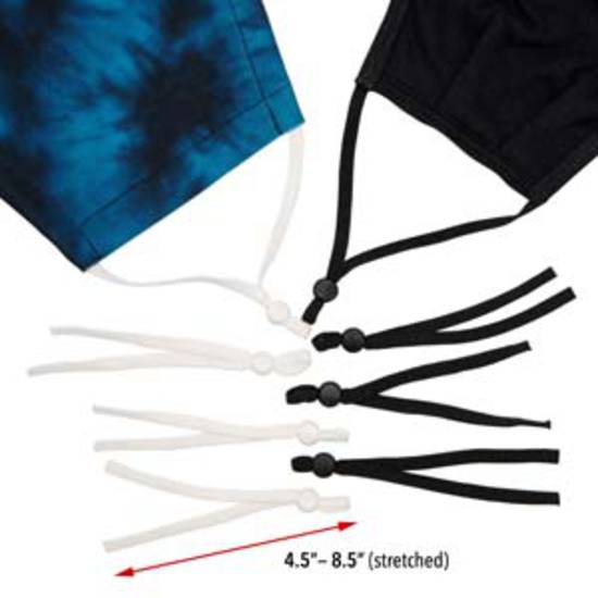 DIY facemask supplies: spandex ear pieces with cord lock bead - mixed black and white pack