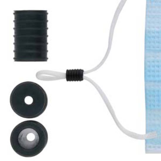 Fablastic Cord Lock Bead (mask adjuster): tubular 7mm x 10mm black