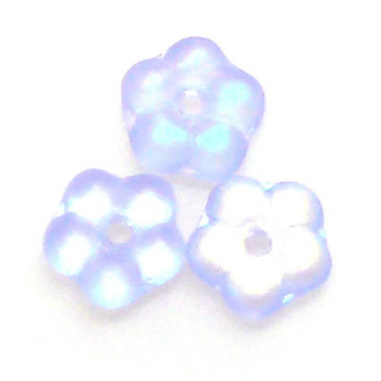 Baby Flat Flower, 5mm - Sapphire, light frosted AB