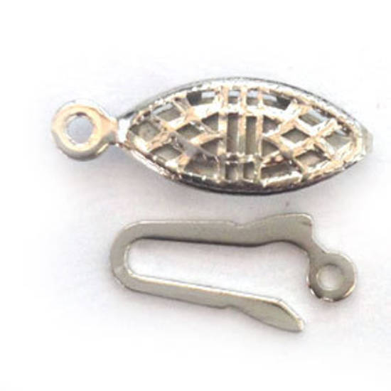 Fish Clasp: Filigree design, antique silver.