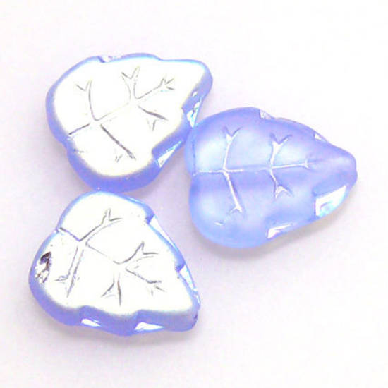 Flat Leaf, 10mm x 12mm - Light Sapphire frosted AB