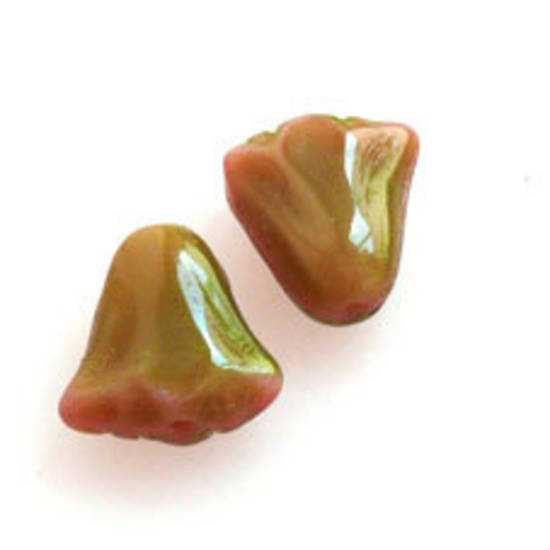 NEW! Tulip Flower, 10mm x 7mm - Olive/Pink mix