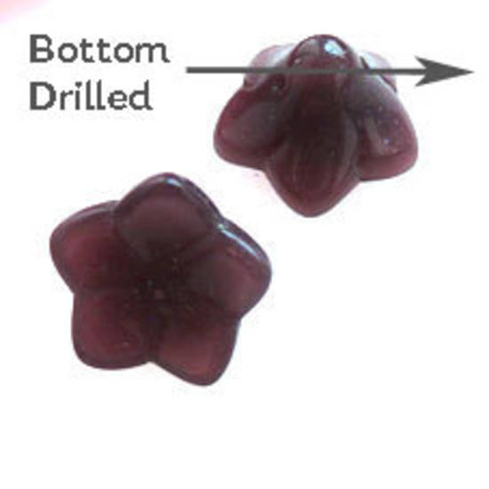 Glass Flower, 12mm,  bottom drilled - Opaque Purple