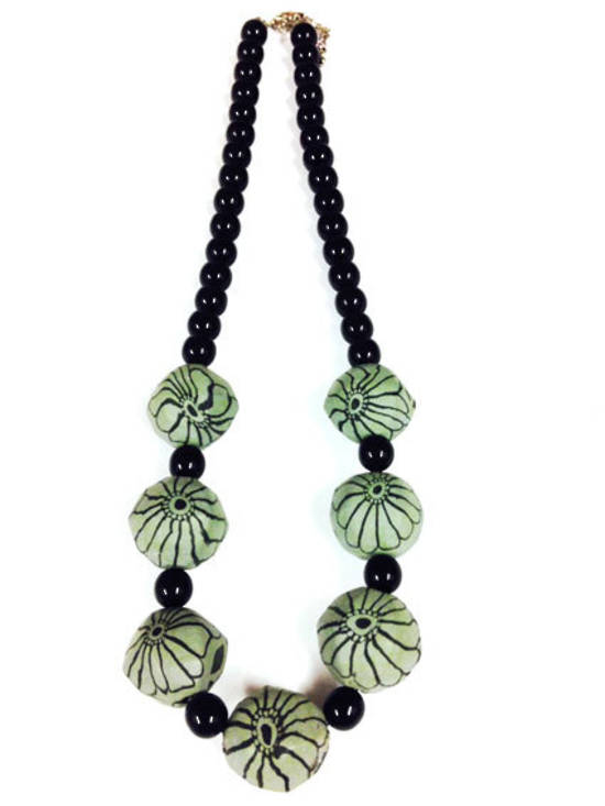 Fimo Necklace: Grey Floral
