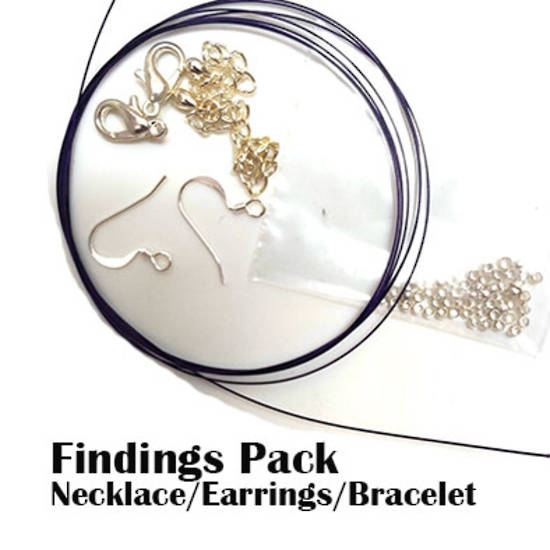 Findings Pack for necklace/bracelet/earrings: Silver findings, drop down to choose wire colour.