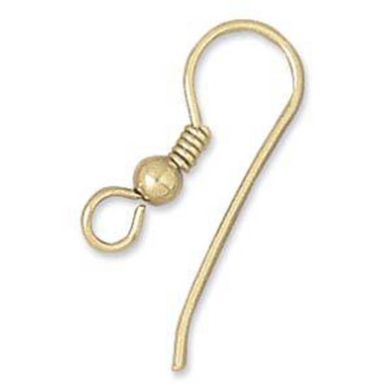 Goldfill Earring Hook, 22mm: fully rounded wire - 3mm ball/spring detail.