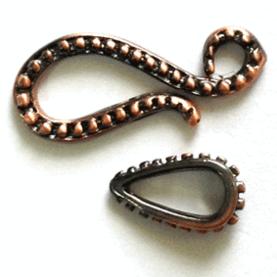 Hook and Eye Clasp, dot pattern - copper