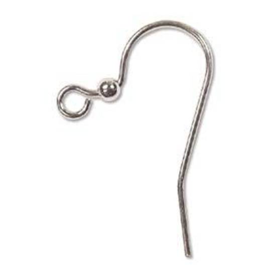 Ball earring hook (25mm), with 2mm ball detail - bright silver (nickel free)