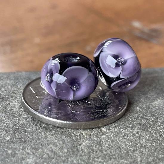 NZ Lampwork (Karen Southey): Bubble Flower Rhondelle - Violet