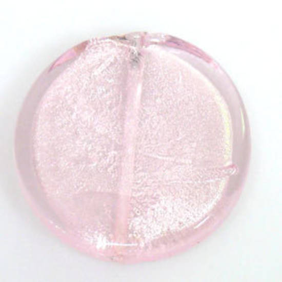 Indian Lampwork Foiled Disc: Light Pink - approx. 31mm (5mm thick)