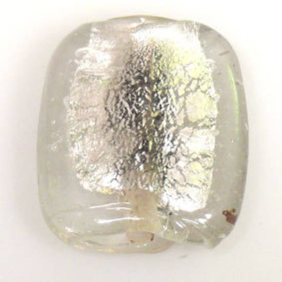 Indian Lampwork, large feature foil, clear flat square-ish with rounded corners