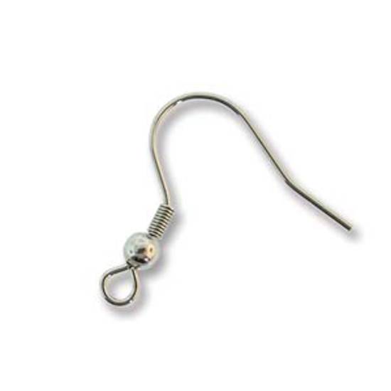 Fish earring hook (20mm) - stainless steel - 36 pair pack