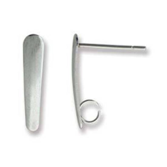 Dagger Stud Drop with loop, 15mm - Antique Silver
