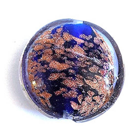 Indian Lampwork Cushion (28mm): Cobalt with gold foil