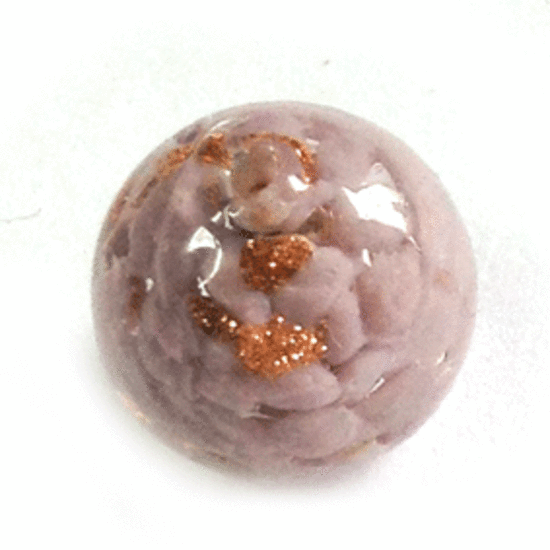 Chinese lampwork ball, clear/light amethyst with gold markings
