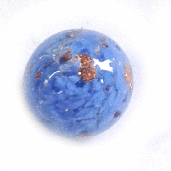Chinese lampwork ball, clear/lsapphire with gold markings