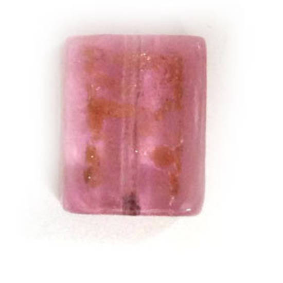Chinese Lampwork, Rectangle, pink with gold flecks