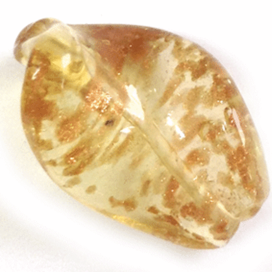Chinese lampwork twist, transparent amber with gold foil