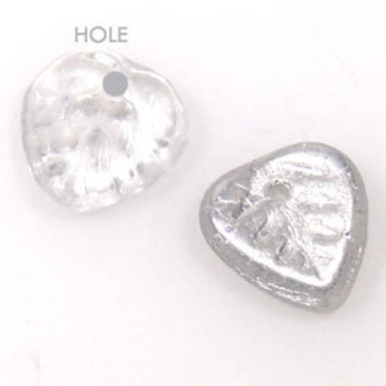 Glass Heart Leaf, 9mm - Silvery grey
