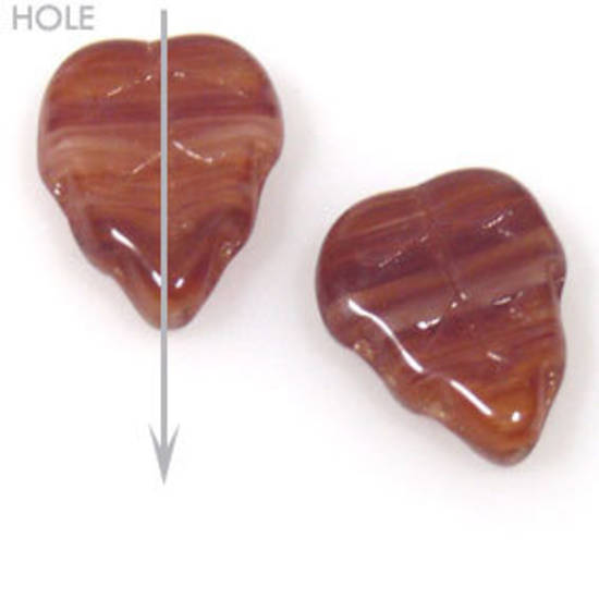 Glass Triangle Leaf, 10mm x 12mm - Red/Brown multi