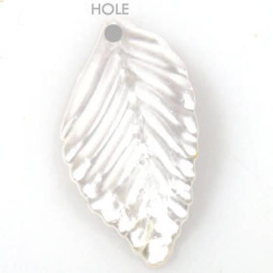 Acrylic Leaf,19mm x 37mm - Pearlised white