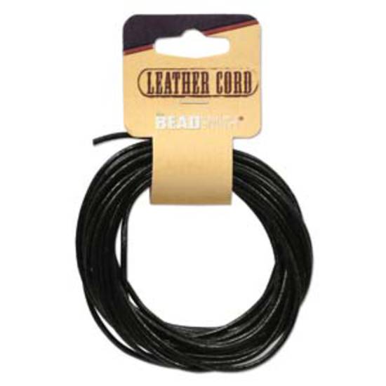 2mm Black leather cord: 5 yard card (4.5m)