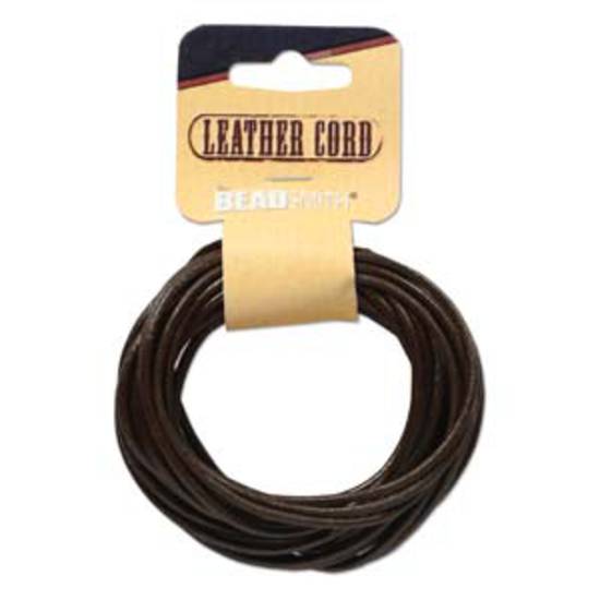 2mm Brown leather cord: 5 yard card (4.5m)
