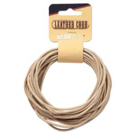 2mm Natural leather cord: 5 yard card (4.5m)