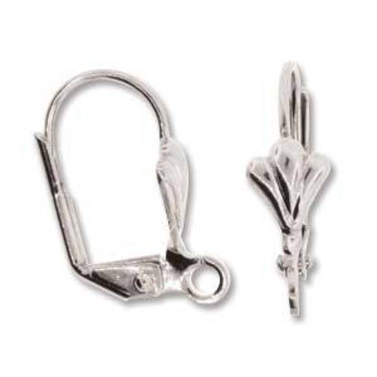 Fleur-de-lis Leverback Earring: Silver tone, nickle free