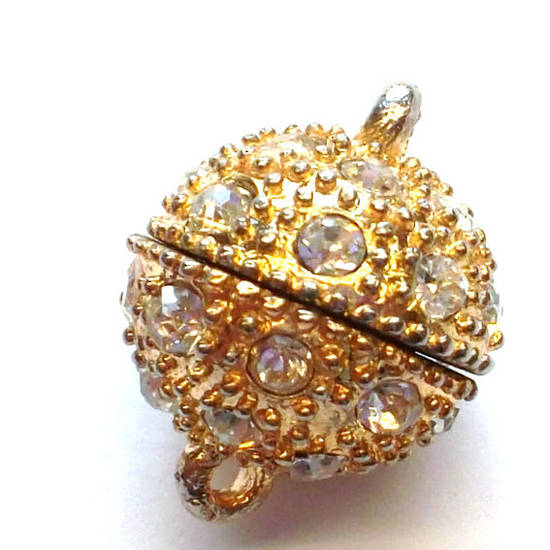 11mm Magnetic clasp: set with diamantes - gold