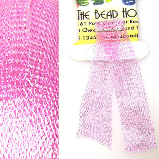 Italian Metallic Mesh Ribbon, Pink