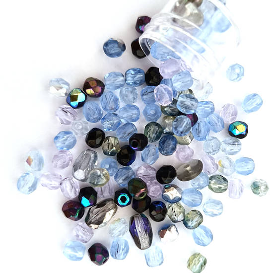 NEW! 4mm (mainly) Glass Facet Mix: Blues