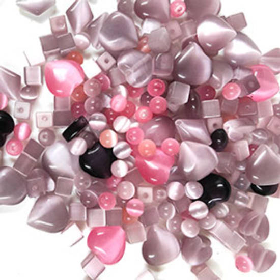 NEW! Glass Bead Mix - Cats Eye, purple/pink