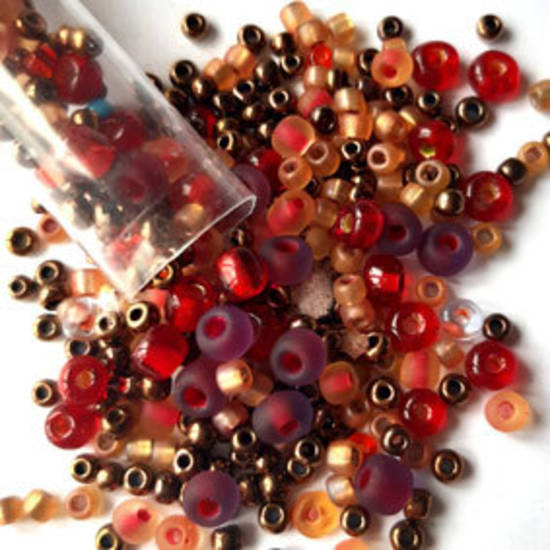 Seed Bead Mix, 25 grams - RUBY RED SHOES