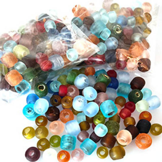 NEW! Glass Bead Mix - Matte Vintage Multi - large hole (5mm)