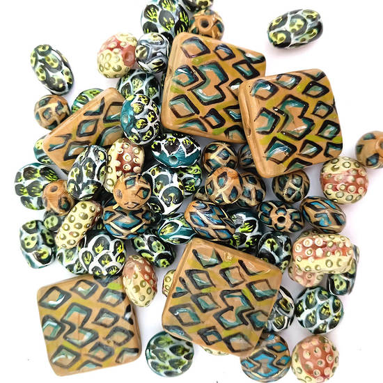 Hand-painted Wooden Bead Mix - multi