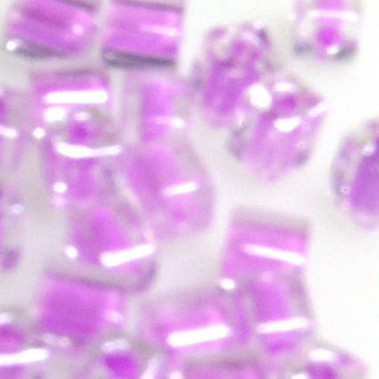4mm Miyuki Square: 222 - Violet/Clear, colour lined