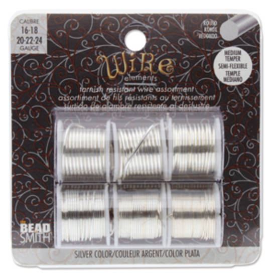 Beadsmith Craft Wire, Assorted Silver: 24-22-20-18-16 gauge.