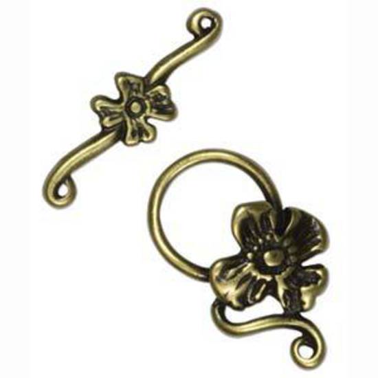 NEW! Toggle: Floral curl - antique brass