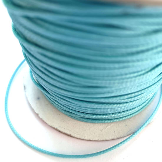1mm round polished cotton cord - Duck Egg Blue