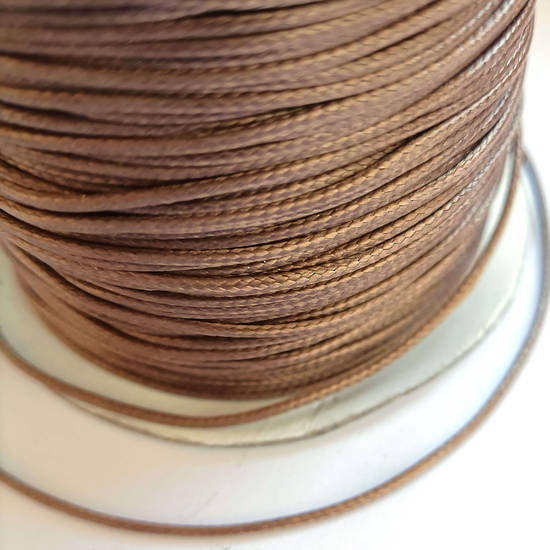 1mm round polished cotton cord - Light Brown