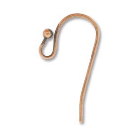 Bali earring hook (27mm), with 2mm ball - antique copper (nickel free)