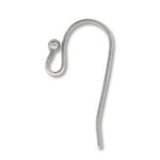 Bali earring hook (20mm), with 2mm ball - antique silver tone (nickel free)