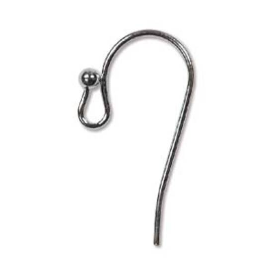 Bali earring hook (27mm), with 2mm ball - gunmetal (nickel free)