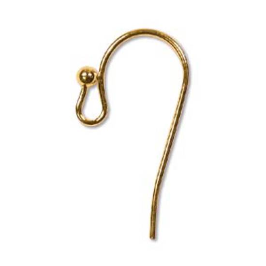 Bali earring hook (27mm), with 2mm ball - gold tone (nickel free)