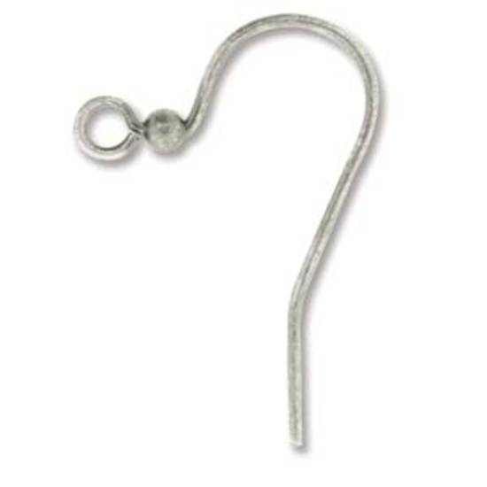 Ball earring hook (25mm), with 2mm ball detail - antique silver (nickel free)