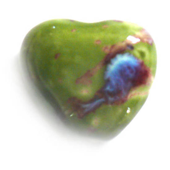 Porcelain Heart, 25mm, green/black/indigo