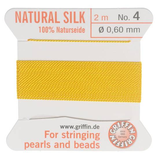 Griffin Silk Cord - Yellow - Size 4 (0.6mm)